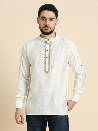 Mens Silk Resham Work Kurta