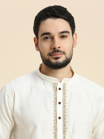 Mens Silk Resham Work Kurta