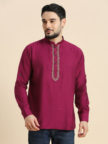 Mens Silk Resham Work Kurta