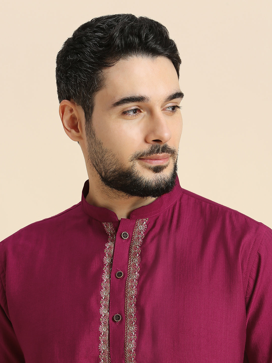 Mens Silk Resham Work Kurta - Roop Darshan