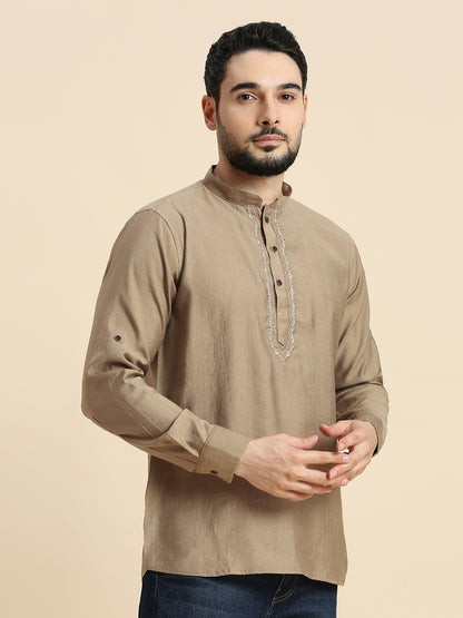 Mens Silk Resham Work Kurta