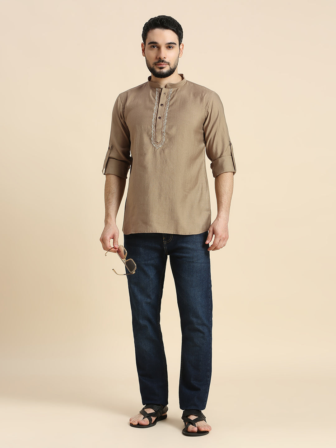 Mens Silk Resham Work Kurta - Roop Darshan