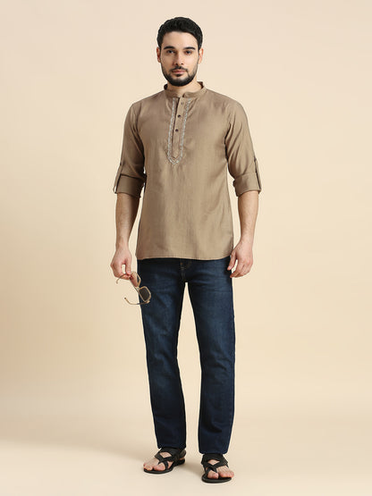 Mens Silk Resham Work Kurta