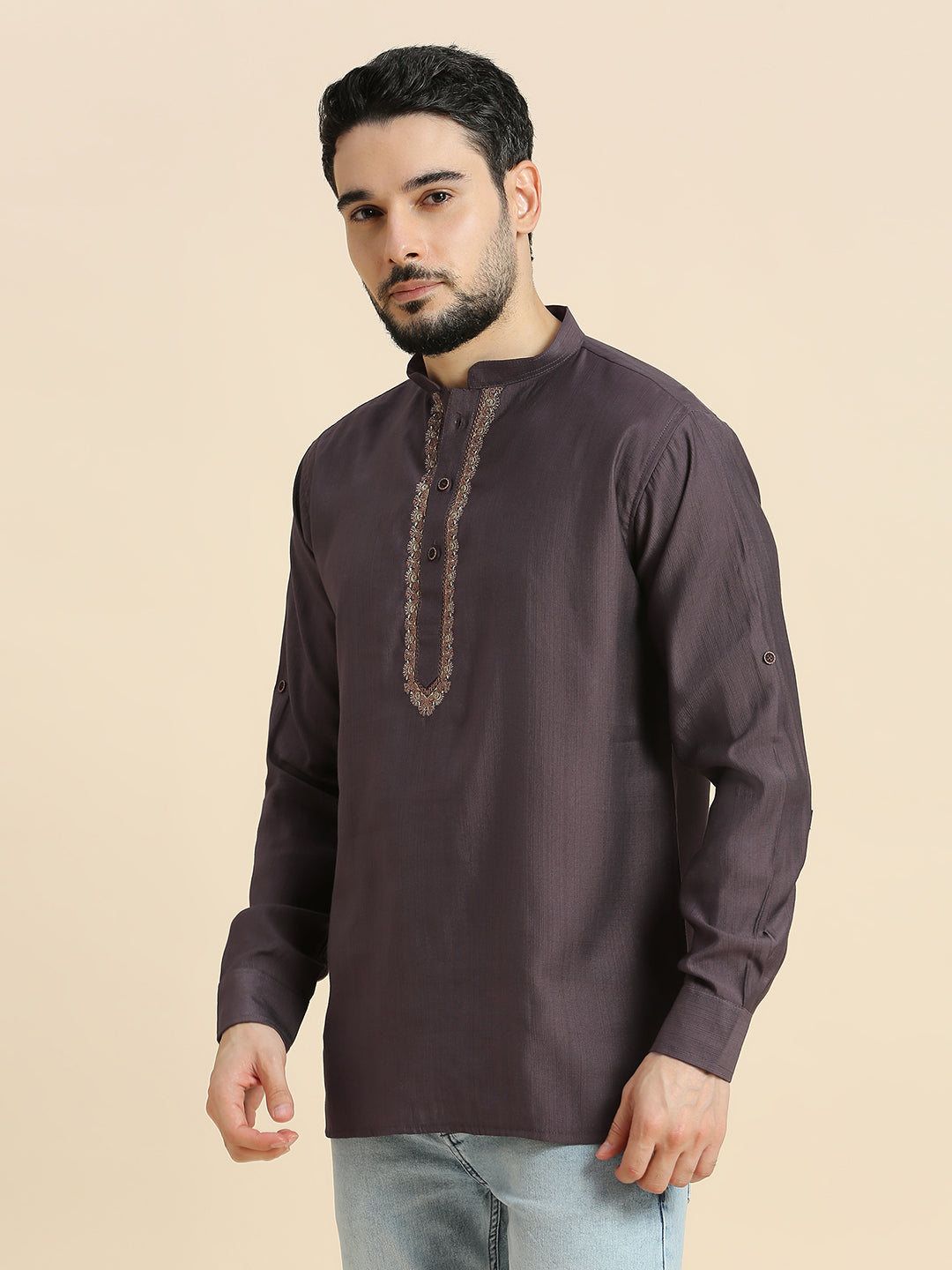 Mens Silk Resham Work Kurta - Roop Darshan