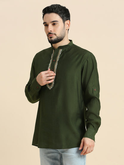 Mens Silk Resham Work Kurta