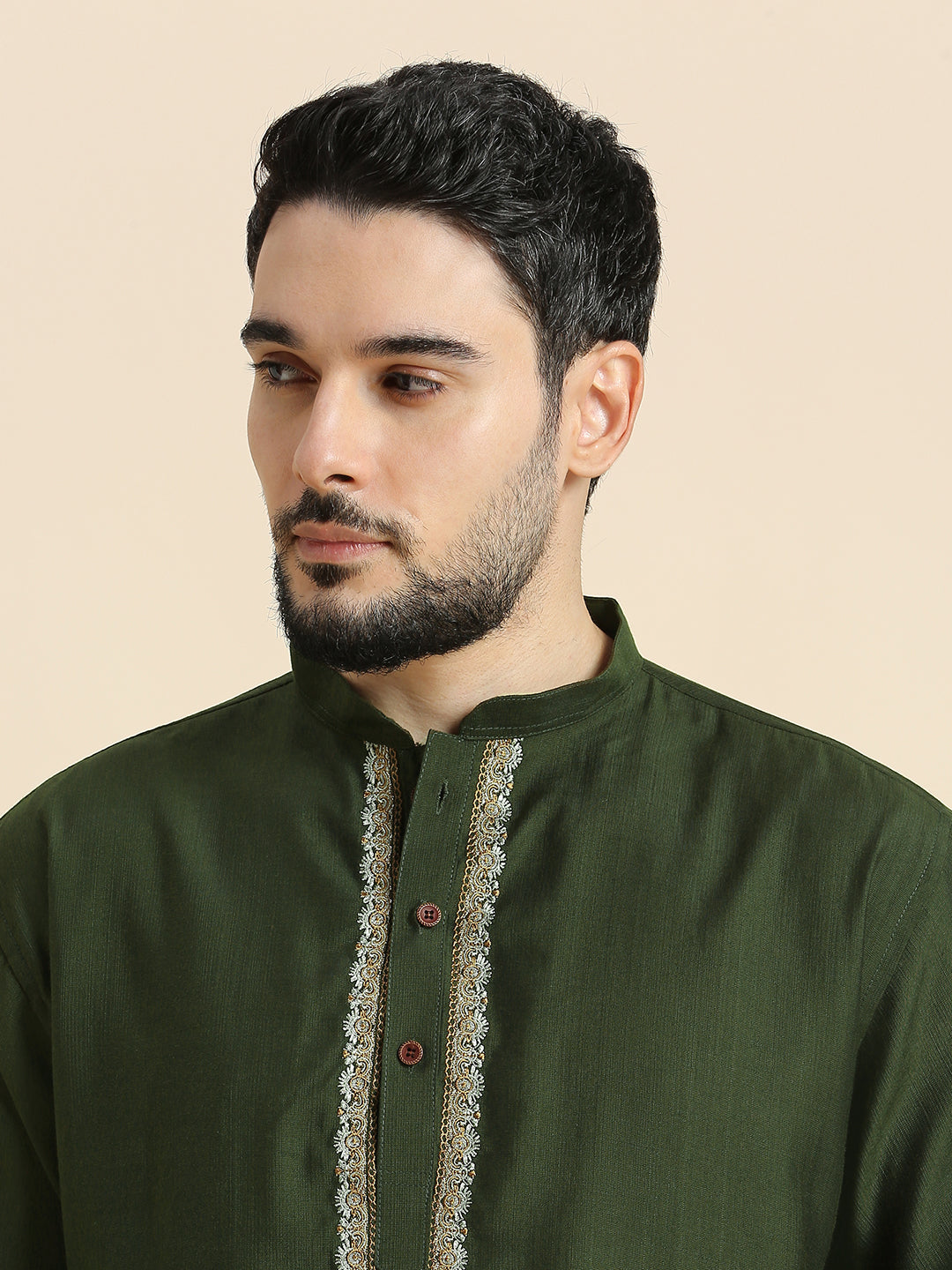 Mens Silk Resham Work Kurta - Roop Darshan