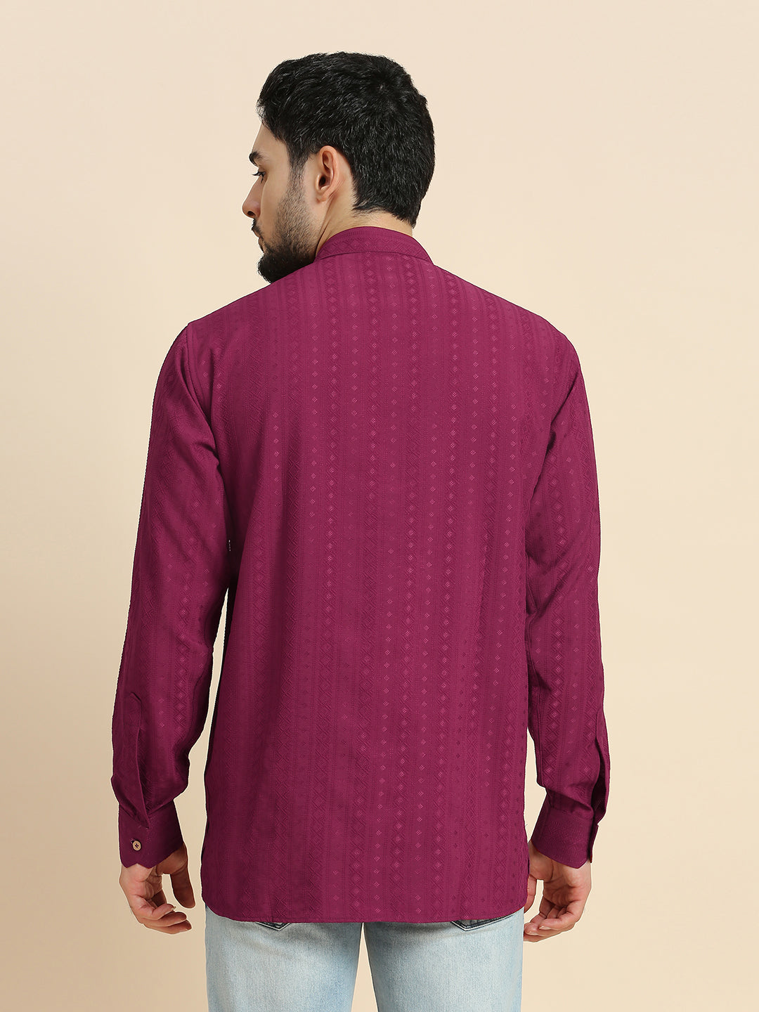 Mens Silk Embroidered Kurta - Roop Darshan