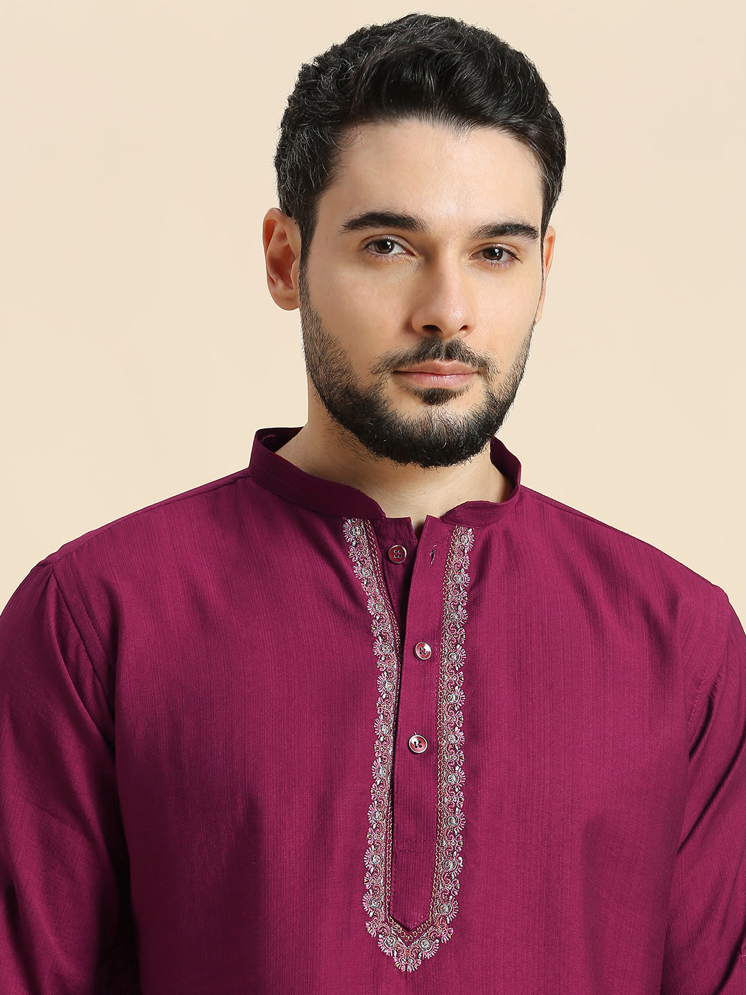 Mens Silk Resham Work Kurta - Roop Darshan