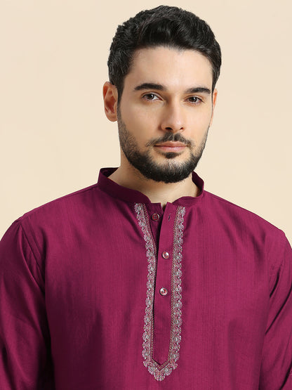 Mens Silk Resham Work Kurta