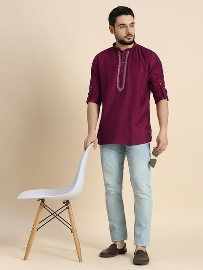 Mens Silk Resham Work Kurta