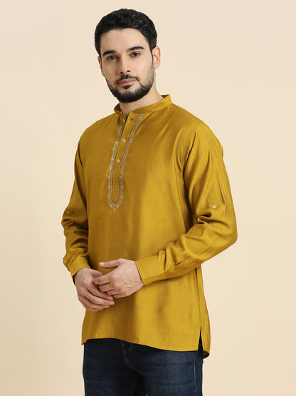 Mens Silk Resham Work Kurta