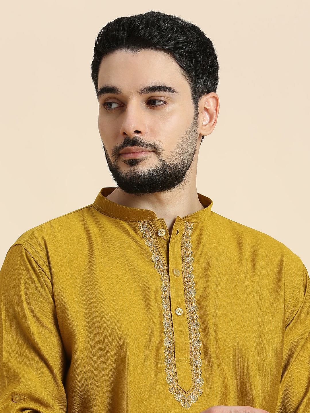 Mens Silk Resham Work Kurta - Roop Darshan