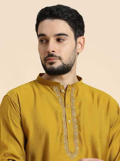 Mens Silk Resham Work Kurta