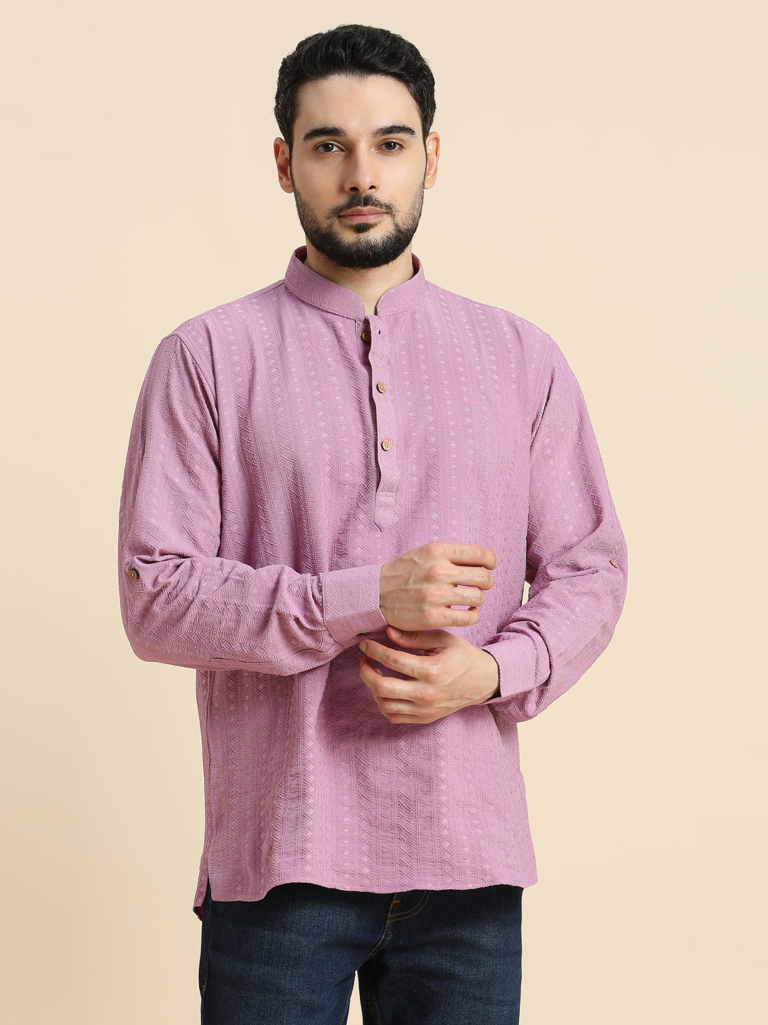 Mens Silk Embroidered Kurta - Roop Darshan