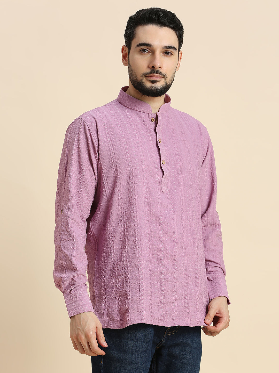 Mens Silk Embroidered Kurta - Roop Darshan