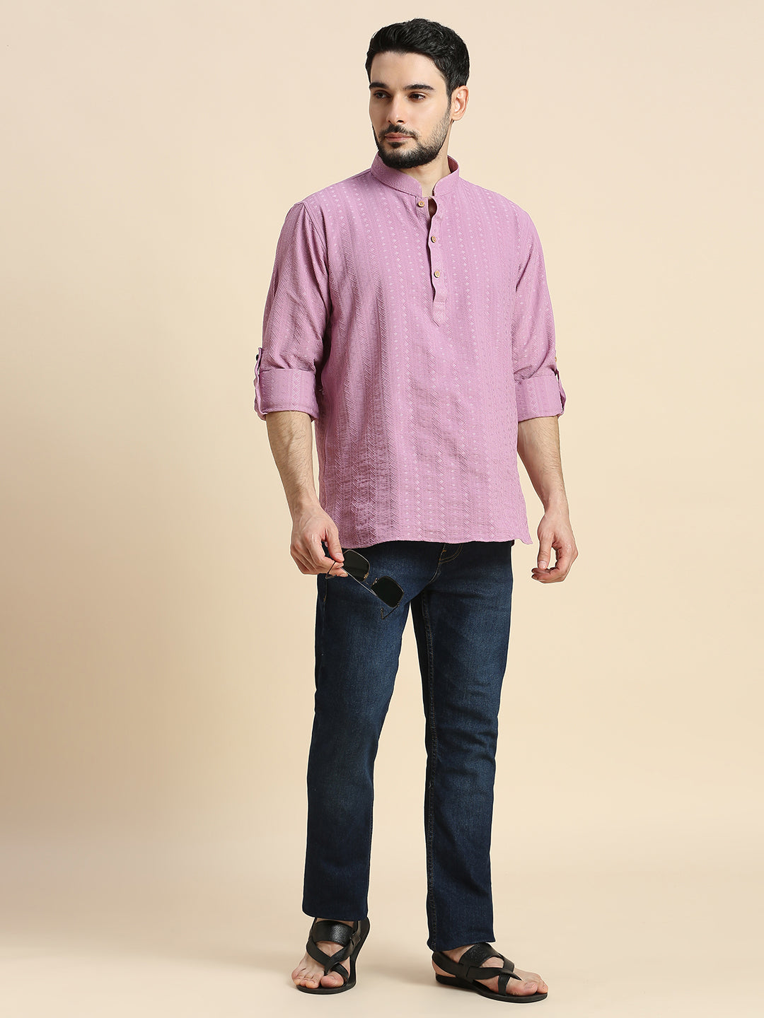 Mens Silk Embroidered Kurta - Roop Darshan