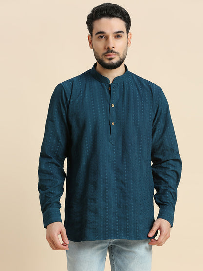 Mens Silk Embroidered Kurta