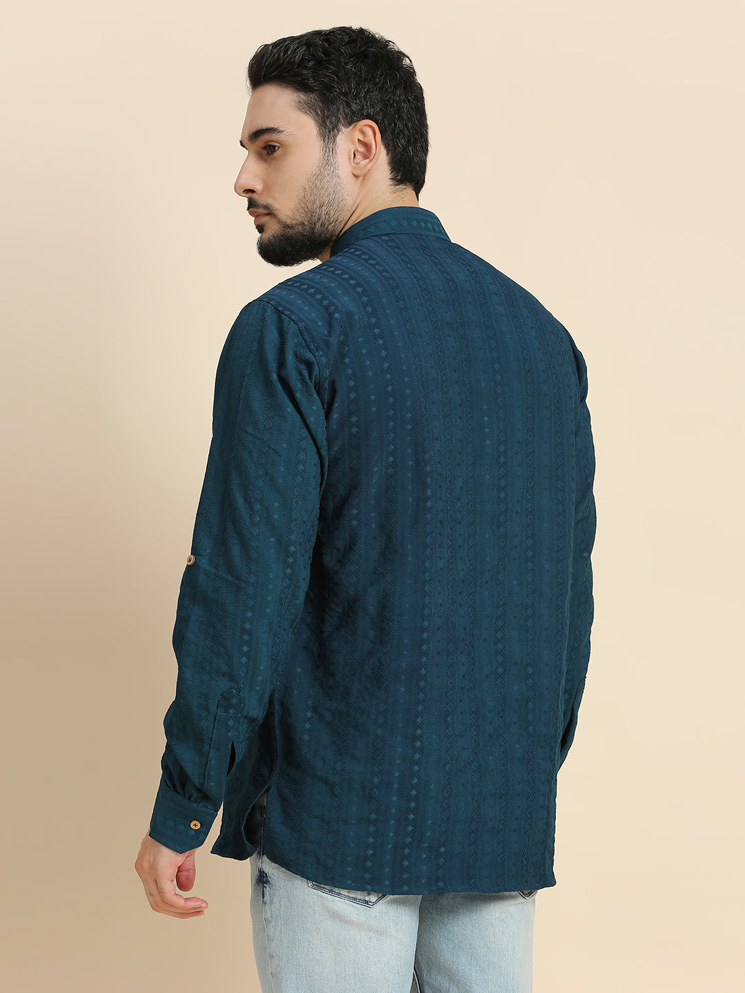 Mens Silk Embroidered Kurta - Roop Darshan