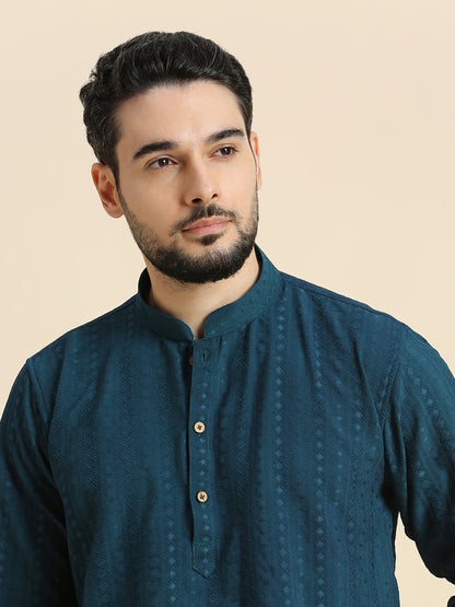 Mens Silk Embroidered Kurta