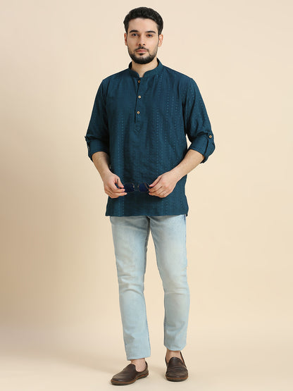 Mens Silk Embroidered Kurta