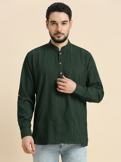 Mens Silk Embroidered Kurta