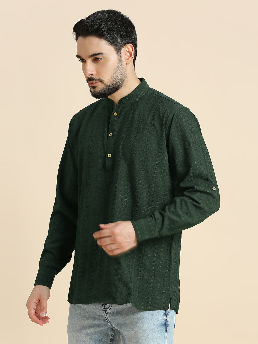 Mens Silk Embroidered Kurta - Roop Darshan