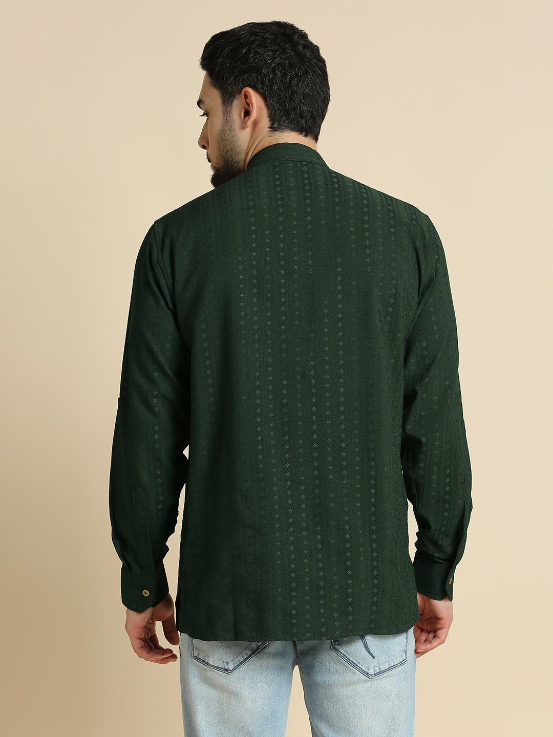 Mens Silk Embroidered Kurta - Roop Darshan