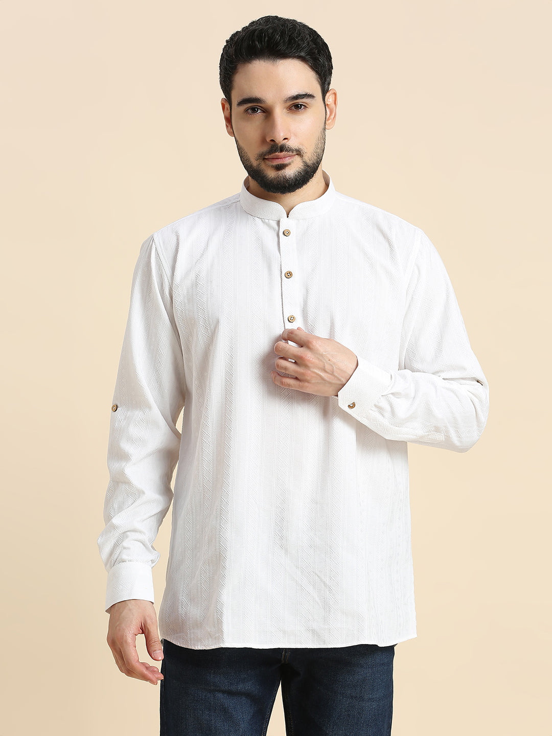 Mens Silk Embroidered Kurta - Roop Darshan