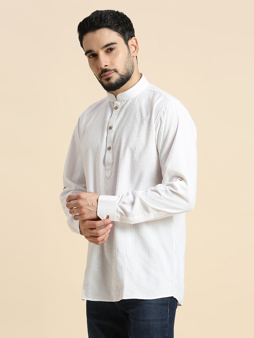 Mens Silk Embroidered Kurta - Roop Darshan