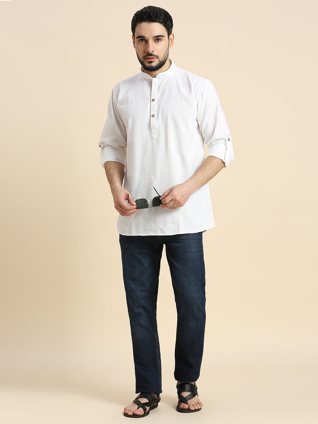 Mens Silk Embroidered Kurta - Roop Darshan