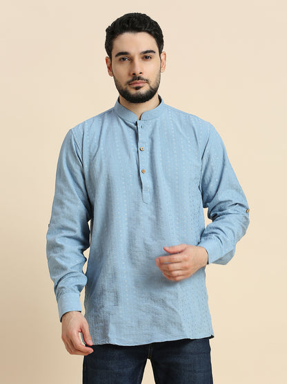 Mens Silk Embroidered Kurta