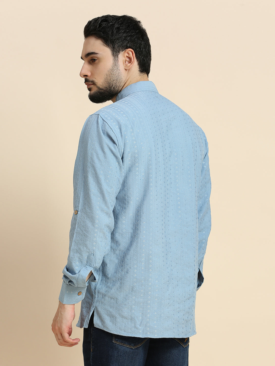 Mens Silk Embroidered Kurta - Roop Darshan