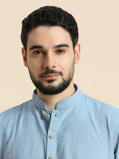 Mens Silk Embroidered Kurta