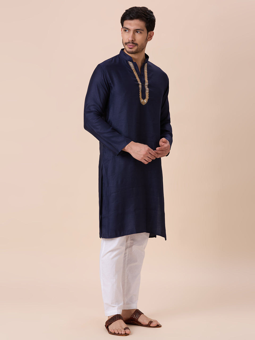 Mens Silk Resham Work Kurta - Roop Darshan