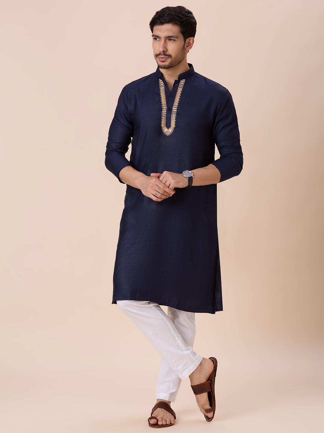 Mens Silk Resham Work Kurta - Roop Darshan
