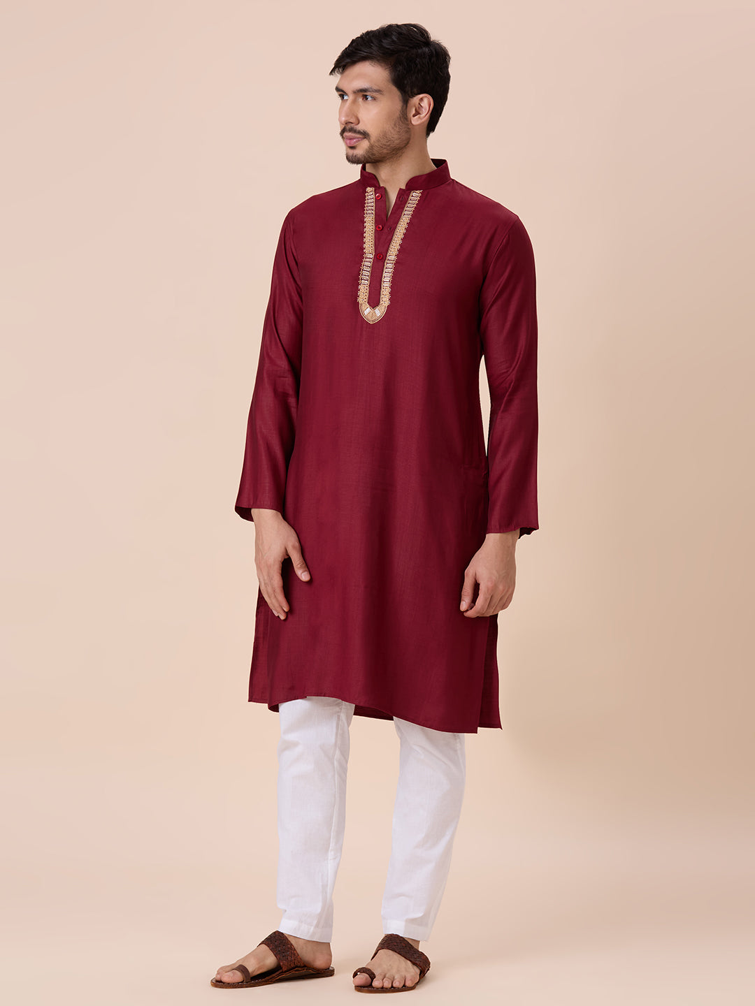 Mens Silk Resham Work Kurta - Roop Darshan