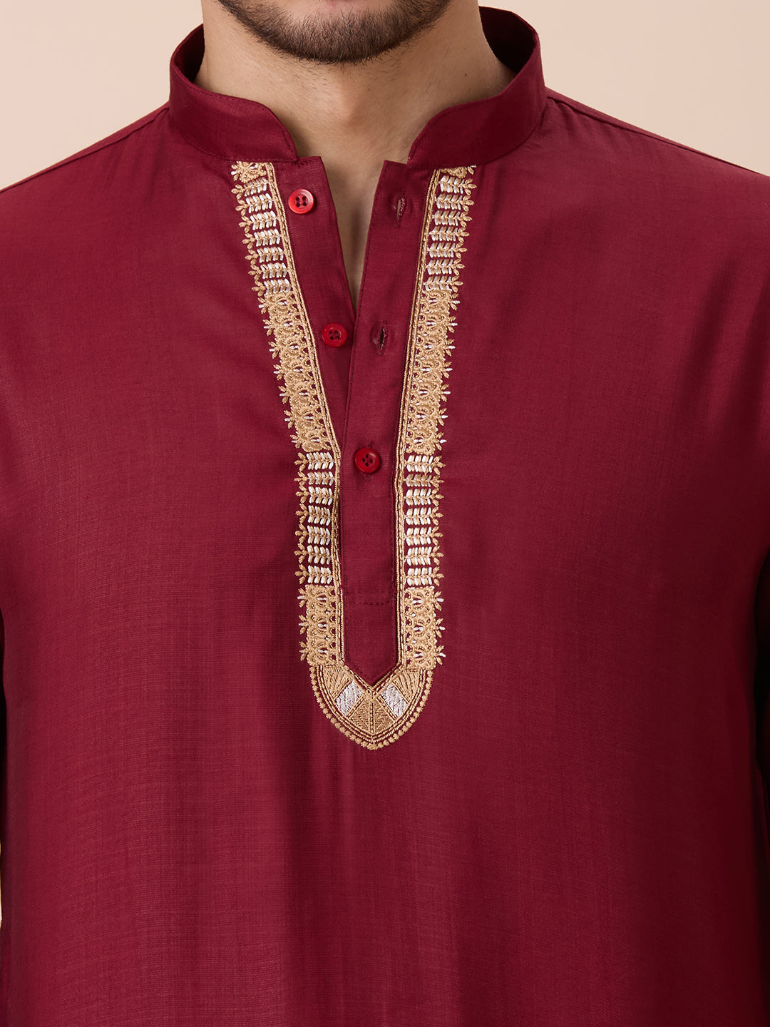 Mens Silk Resham Work Kurta - Roop Darshan