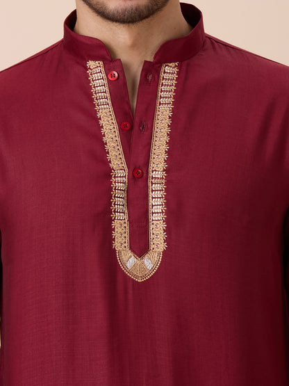 Mens Silk Resham Work Kurta