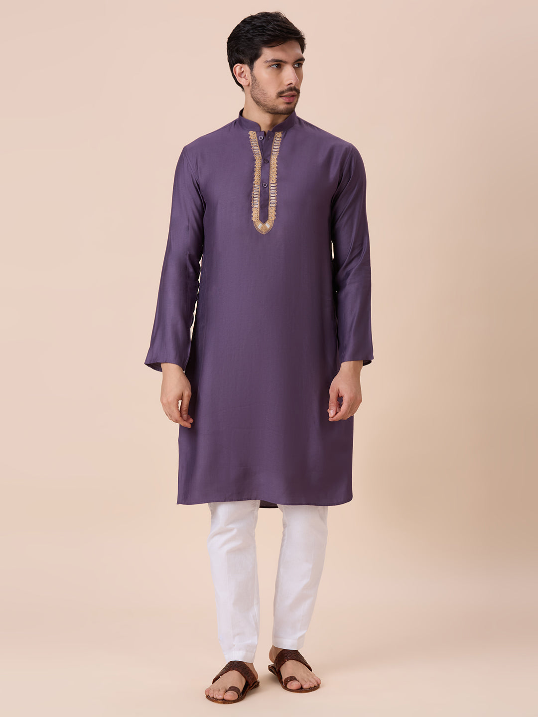 Mens Silk Resham Work Kurta - Roop Darshan