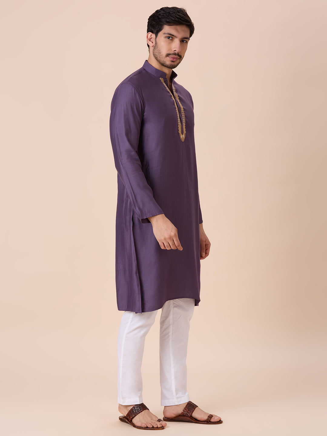 Mens Silk Resham Work Kurta - Roop Darshan