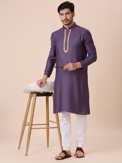 Mens Silk Resham Work Kurta
