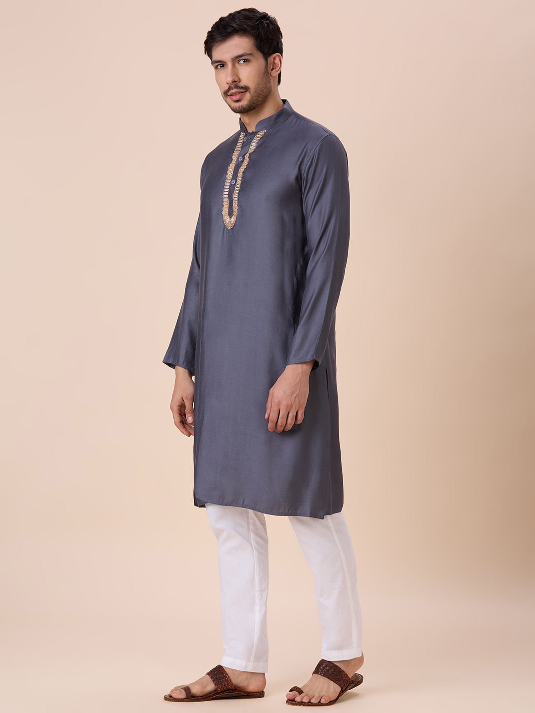 Mens Silk Resham Work Kurta