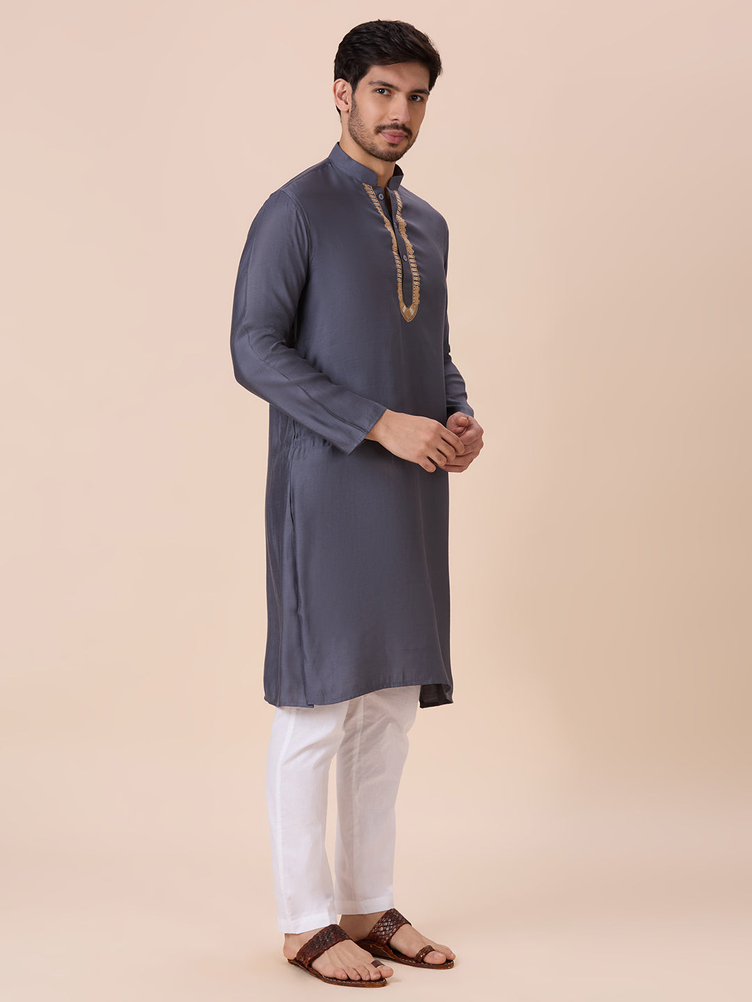 Mens Silk Resham Work Kurta
