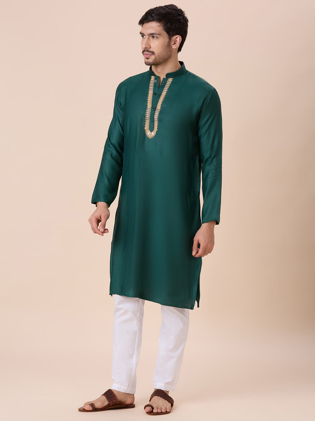 Mens Silk Resham Work Kurta - Roop Darshan