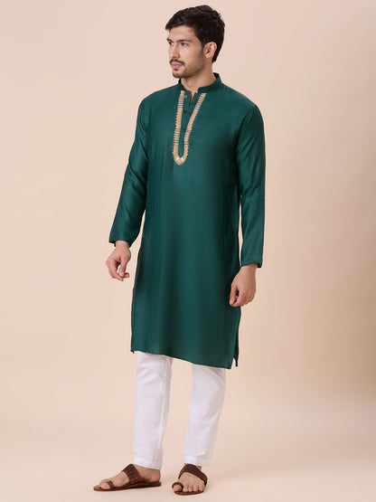 Mens Silk Resham Work Kurta