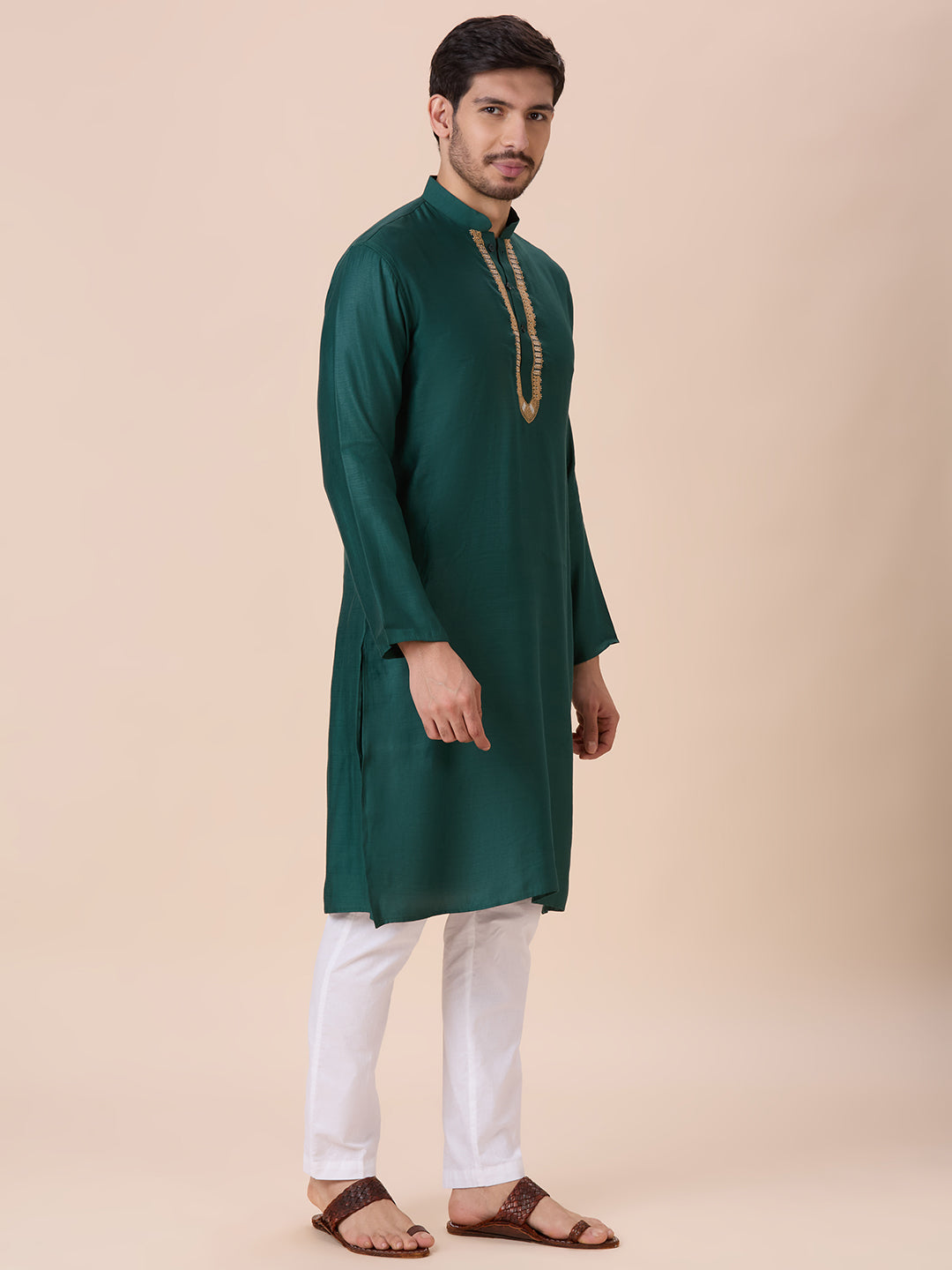 Mens Silk Resham Work Kurta