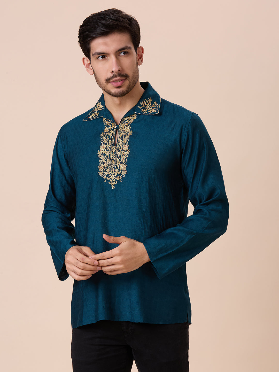 Mens Silk Resham Work Kurta - Roop Darshan