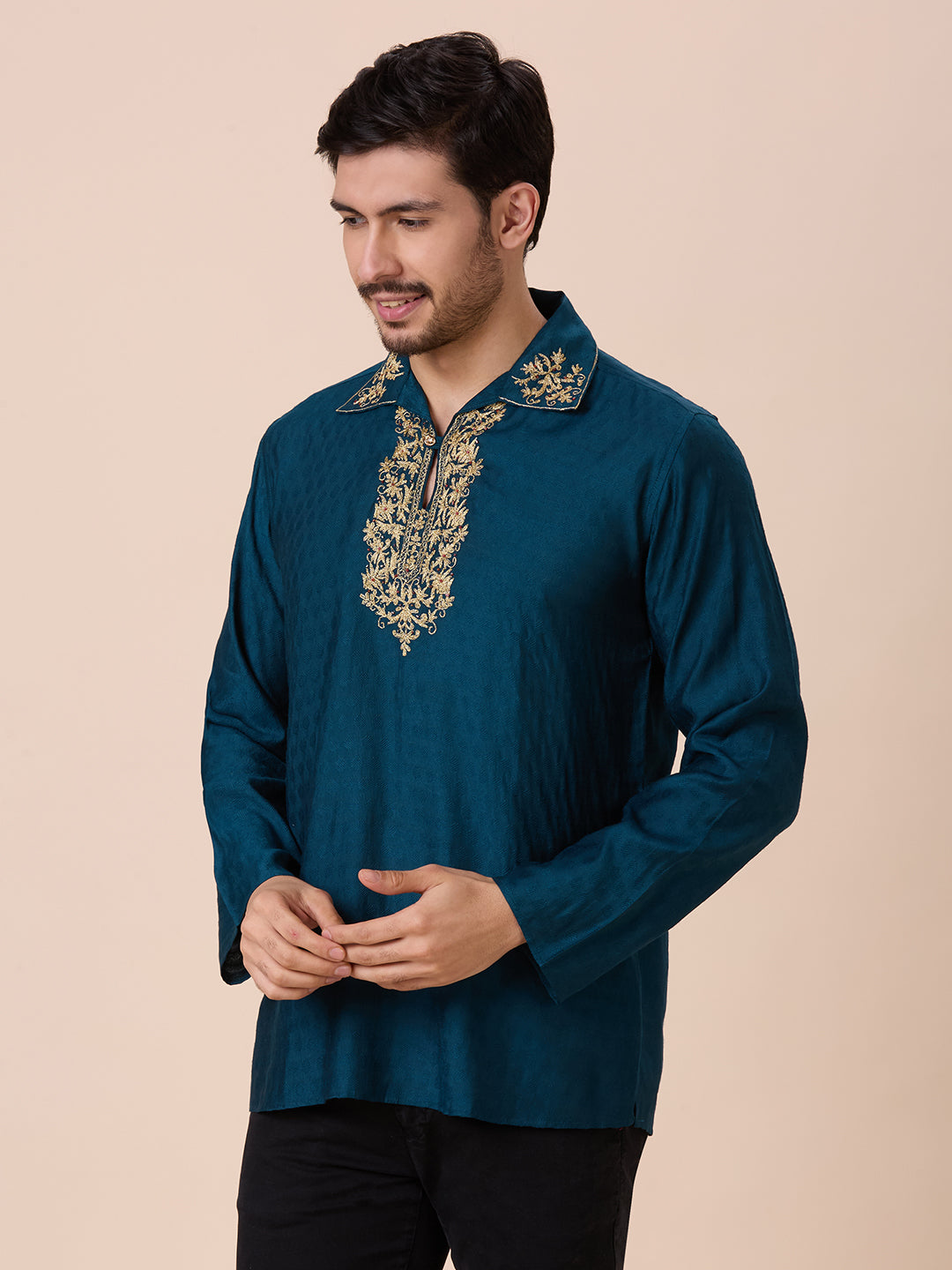 Mens Silk Resham Work Kurta - Roop Darshan