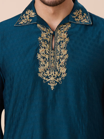 Mens Silk Resham Work Kurta