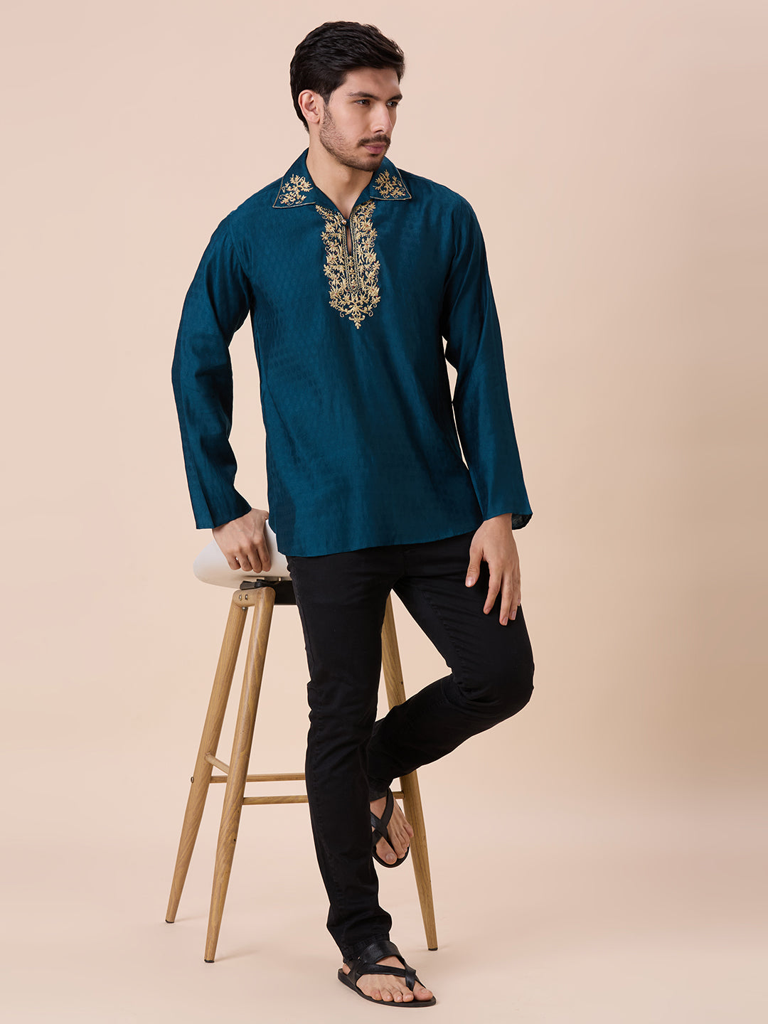 Mens Silk Resham Work Kurta - Roop Darshan